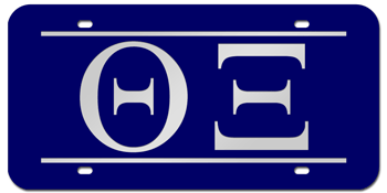 GREEK FRATERNITY OR SORORITY BLUE LASER LICENSE PLATE WITH SILVER INLAY