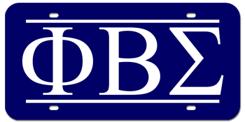 GREEK FRATERNITY OR SORORITY BLUE AND WHITE LASER LICENSE PLATE
