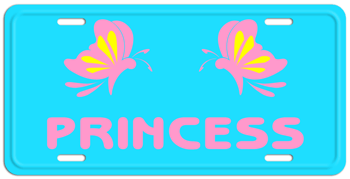 BUTTERFLY LIGHT BLUE LICENSE PLATE - PINK NAME Personalized just for you or for a great gift!