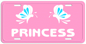 BUTTERFLY PINK LICENSE PLATE - WHITE NAME Personalized just for you or for a great gift!