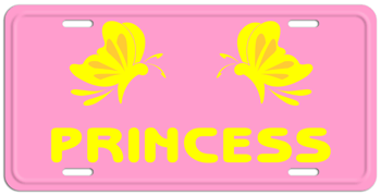 BUTTERFLY PINK LICENSE PLATE - YELLOW NAME Personalized just for you or for a great gift!