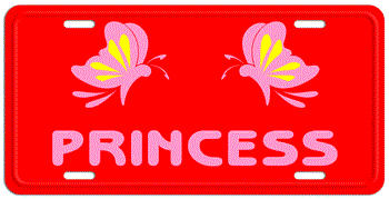 BUTTERFLY RED LICENSE PLATE - PINK NAME Personalized just for you or for a great gift!