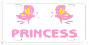 BUTTERFLY WHITE LICENSE PLATE - PINK NAME Personalized just for you or for a great gift!