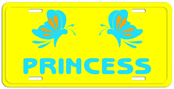 BUTTERFLY YELLOW LICENSE PLATE - LIGHT BLUE NAME Personalized just for you or for a great gift!