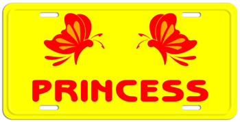 BUTTERFLY YELLOW LICENSE PLATE - RED NAME Personalized just for you or for a great gift!