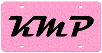 INITIALS LASER PINK LICENSE PLATE - BLACK INITIALS