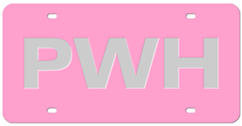 INITIALS LASER PINK LICENSE PLATE - MIRROR SILVER INITIALS