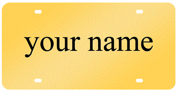 MIRROR-GOLD LASER LICENSE PLATE WITH BLACK NAME