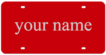 RED LASER LICENSE PLATE WITH MIRROR-SILVER NAME
