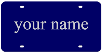 BLUE LASER LICENSE PLATE WITH MIRROR-SILVER NAME