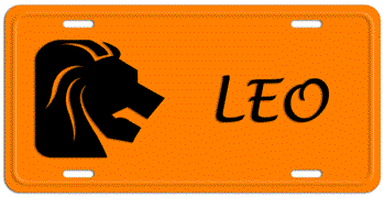 LEO ZODIAC BLACK ON ORANGE LICENSE PLATE