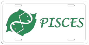 PISCES ZODIAC SEA GREEN ON WHITE LICENSE PLATE