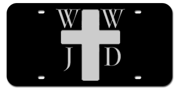 WWJD LASER BLACK LICENSE PLATE