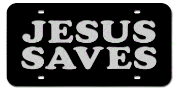 JESUS SAVES BLACK LASER LICENSE PLATE