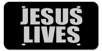 JESUS LIVES BLACK LASER LICENSE PLATE