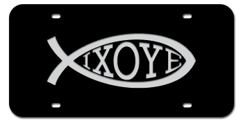 IXOYE FISH BLACK LASER LICENSE PLATE