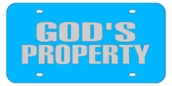 GOD'S PROPERTY LIGHT BLUE LASER LICENSE PLATE