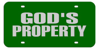 GOD'S PROPERTY GREEN LASER LICENSE PLATE