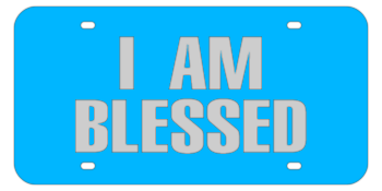 I AM BLESSED LIGHT BLUE LASER LICENSE PLATE