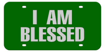 I AM BLESSED GREEN LASER LICENSE PLATE