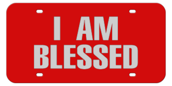 I AM BLESSED RED LASER LICENSE PLATE