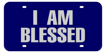 I AM BLESSED BLUE LASER LICENSE PLATE