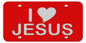 I LOVE JESUS RED LASER LICENSE PLATE