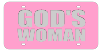 GOD'S WOMAN PINK LASER LICENSE PLATE