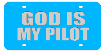 GOD IS MY PILOT LIGHT BLUE LASER LICENSE PLATE