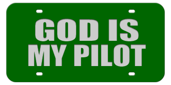 GOD IS MY PILOT GREEN LASER LICENSE PLATE