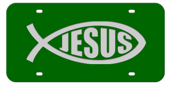 JESUS FISH GREEN LASER LICENSE PLATE