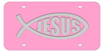 JESUS FISH PINK LASER LICENSE PLATE