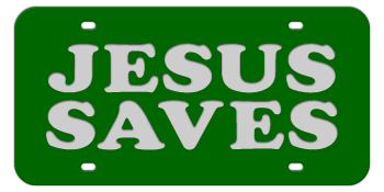 JESUS SAVES GREEN LASER LICENSE PLATE
