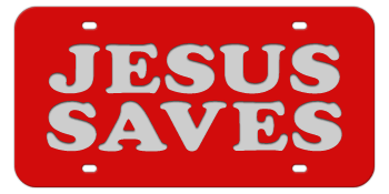 JESUS SAVES RED LASER LICENSE PLATE