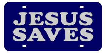 JESUS SAVES BLUE LASER LICENSE PLATE