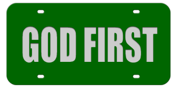 GOD FIRST GREEN LASER LICENSE PLATE