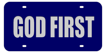 GOD FIRST BLUE LASER LICENSE PLATE