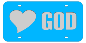 LOVE GOD LIGHT BLUE LASER LICENSE PLATE