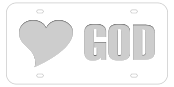 LOVE GOD WHITE LASER LICENSE PLATE