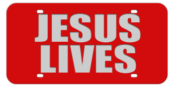 JESUS LIVES RED LASER LICENSE PLATE