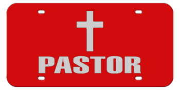 PASTOR + CROSS RED LASER LICENSE PLATE