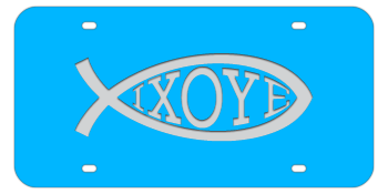 IXOYE FISH LIGHT BLUE LASER LICENSE PLATE