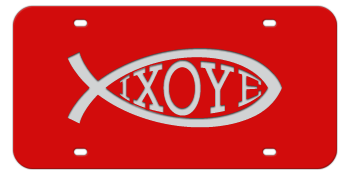 IXOYE FISH RED LASER LICENSE PLATE