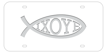 IXOYE FISH WHITE LASER LICENSE PLATE