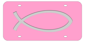 REVERSIBLE FISH PINK LASER LICENSE PLATE