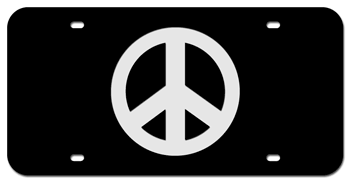 PEACE SYMBOL BLACK LASER LICENSE PLATE