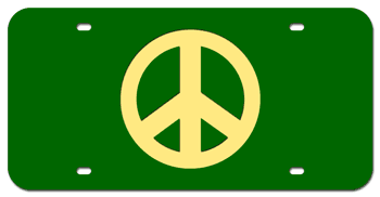 PEACE SYMBOL GREEN LASER LICENSE PLATE