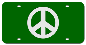 PEACE SYMBOL GREEN LASER LICENSE PLATE