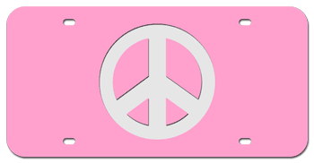 PEACE SYMBOL PINK LASER LICENSE PLATE