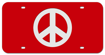 PEACE SYMBOL RED LASER LICENSE PLATE